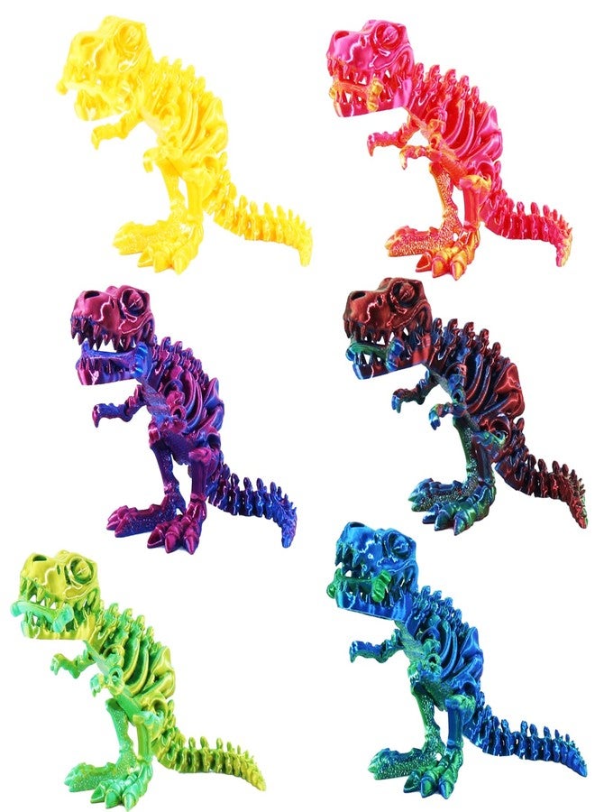 DEFORAGE 6pcs 3D Printed Dinosaur Skeletons,Articulated 3D T-Rex Skeletons, 3D Animals Dinosaur Figurine with Bones, 3D Printed Tyrannosaurus Rex Holiday Party Decor, ADHD, Autism, Anxiety Relief - Image 1